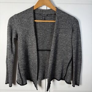 Eileen Fisher Women's Wool Linen Texture-Stitch Cardigan black/gray Petite XS